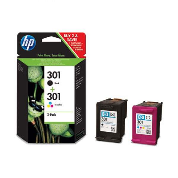 HP 301 Combo-pack Preto/Tri-color + Papel